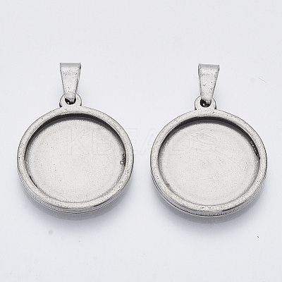 Tarnish Resistant 201 Stainless Steel Pendant Cabochon Settings LS-X-STAS-S073-02A-P-1