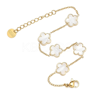 Flower Shell Link Chain Bracelets BJEW-K247-01G-06-1