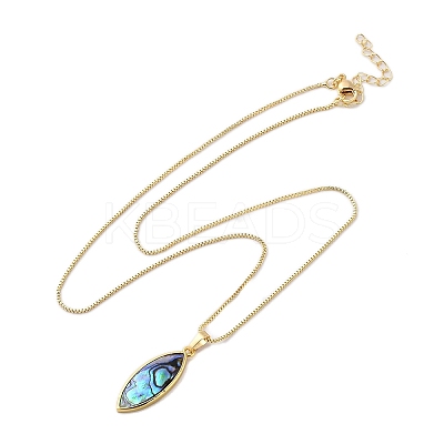 Rack Plating Natural Paua Shell Pendants Necklace NJEW-B104-01G-1