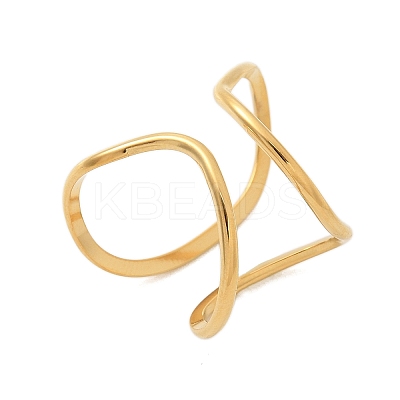 304 Stainless Steel Open Cuff Rings for Women LS-RJEW-Z077-01G-11-1