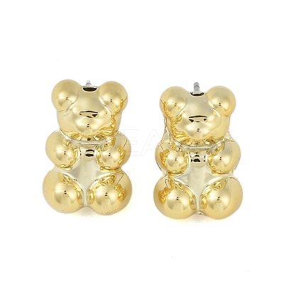 Bear CCB Plastic Stud Earrings for Women EJEW-Q382-04B-G-1