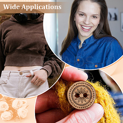 160Pcs 8 Styles 2-Hole Natural Coconut Buttons BUTT-ME0001-10-1