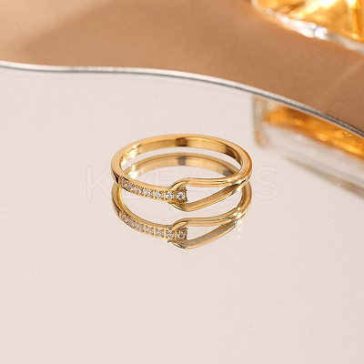 304 Stainless Steel Micro Pave Clear Cubic Zirconia Finger Rings FS-WG74BF6-06-1