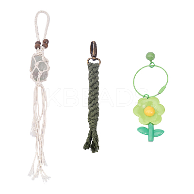 3Pcs 3 Style Cotton Braided Pendant Decorations HJEW-CA0001-40-1