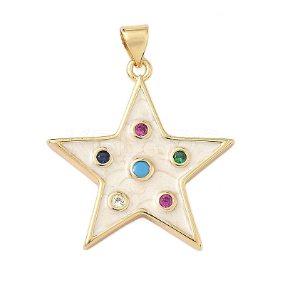 Brass Micro Pave Colorful Cubic Zirconia Enamel Pendants KK-G536-20G-1