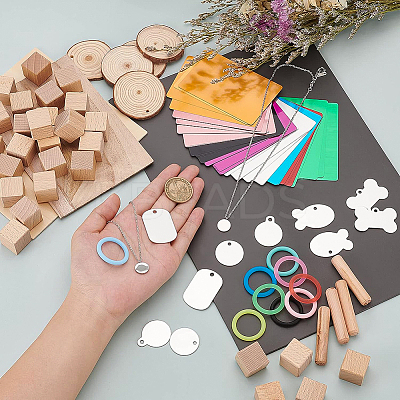 DIY Sublimation Blank Geometry Pet Tag Pendant Necklace Making Findings Kit DIY-BC0005-31-1