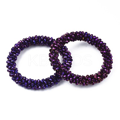 Faceted Electroplate Glass Beads Stretch Bracelets BJEW-S144-002G-06-1