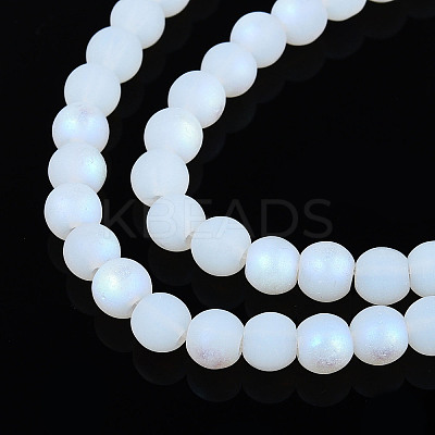 Frosted Imitation Jade Glass Beads Strands GLAA-T032-J4mm-MBB02-1