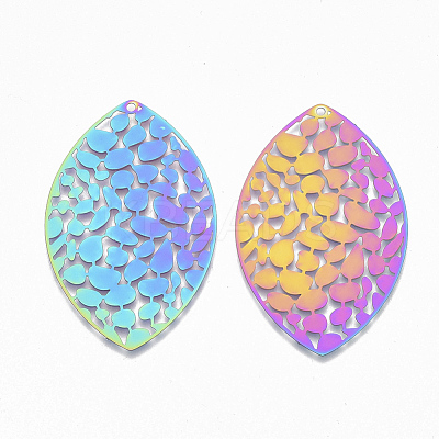 Ion Plating(IP) 201 Stainless Steel Filigree Big Pendants STAS-S108-99-1