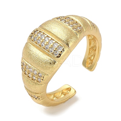 Rack Plating Brass Micro Pave Cubic Zirconia Cuff Finger Rings for Women RJEW-C114-12A-G-1