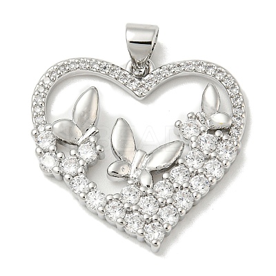Rack Plating Brass Micro Pave Cubic Zirconia Pendants KK-F869-16P-1