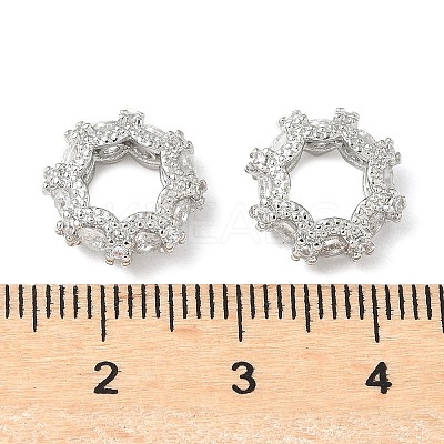 Brass Cubic Zirconia Rondelle European Beads KK-A254-07P-1