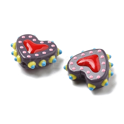Painted Glass Beads Bumpy Beads Heart X-LAMP-V001-07A-1