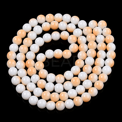 Two Tone Opaque Baking Paint Glass Beads Strands DGLA-Q027-8mm-01-1