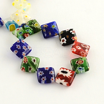 Rhombus Handmade Millefiori Glass Beads Strands LK-R004-16-1