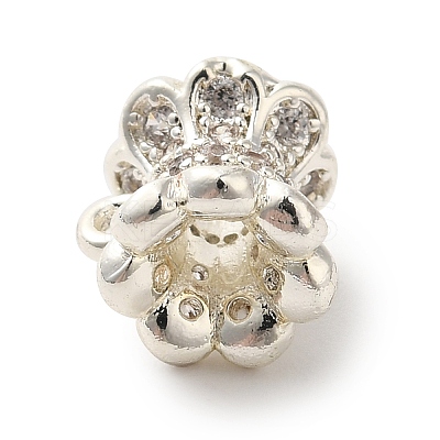 Flower Brass Micro Pave Cubic Zirconia Tube Bails KK-C072-05A-S-1