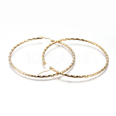 201 Stainless Steel Big Hoop Earrings EJEW-A054-06B-G-1