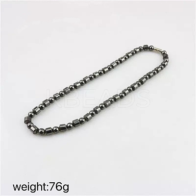 Synthetic Magnetic Hematite Column and Round Beaded Nacklaces for Men WA5844-5-1