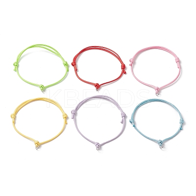 6Pcs 6 Colors Adjustable Waxed Polyester Cord Bracelet Making AJEW-JB01318-02-1