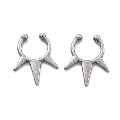 304 Stainless Steel 3 Spike Clip on Nose Rings AJEW-A062-05P-02-1
