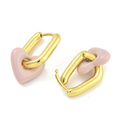 Rack Plating Heart Brass Enamel Hoop Earrings for Women EJEW-G410-66G-1