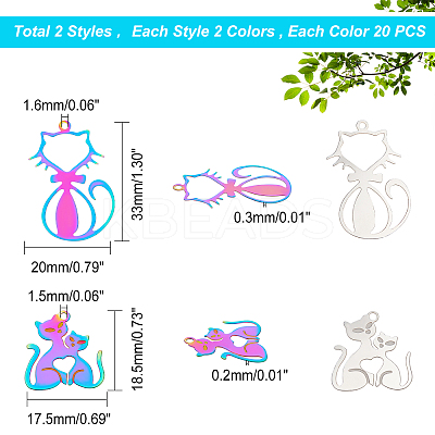 80Pcs 4 Style 201 Stainless Steel Filigree Pendants STAS-DC0008-69-1