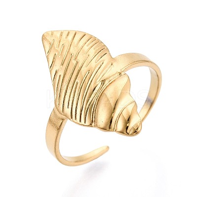 Adjustable Ion Plating(IP) Adjustable 304 Stainless Steel Cuff Open Rings for Women RJEW-N052-23G-1