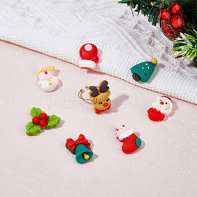 48Pcs 8 Styles Christmas Theme Opaque Resin Cabochons CRES-CA0001-23-1