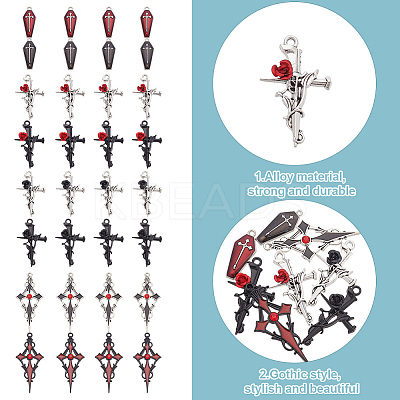 32Pcs 8 Style Alloy Pendants FIND-GO0001-89-1