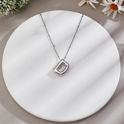 1pc Brass Chain with Alloy Letter Pendants Necklaces NJEW-LP0001-41D-P-1