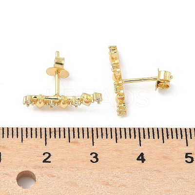 925 Sterling Silver Clear Cubic Zirconia Stud Earrings EJEW-Q032-01G-G-1
