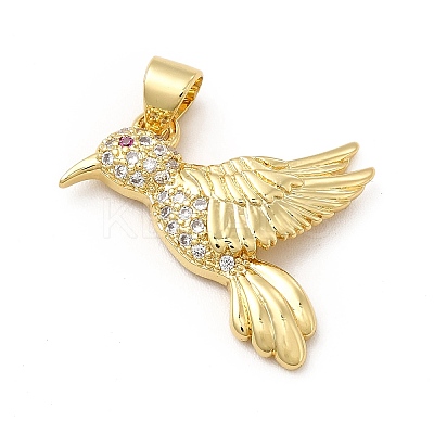 Rack Plating Brass Micro Pave Cubic Zirconia Pendants KK-E072-26G-1