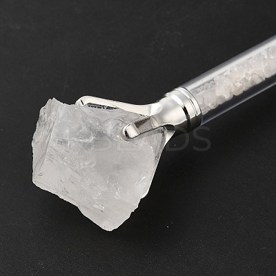 Raw Natural Quartz Crystal Chip on Top Ball-Point Pen AJEW-G063-01B-1