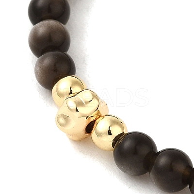 4mm Round Natural Silver Obsidian Beaded Bracelets BJEW-P318-03G-07-1