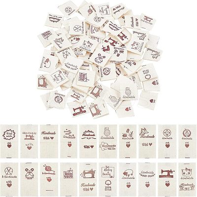 200Pcs 20 Patterns Cotton Sewing Labels FIND-NB0001-44-1