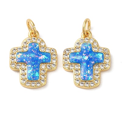 Rack Plating Brass Micro Pave Clear Cubic Zirconia Pendants KK-P268-12A-G-1
