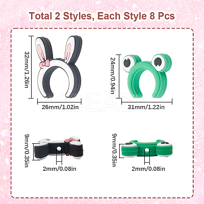 116Pcs 2 Styles Rabbit/Frog Food Grade Silicone Focal Beads SIL-SC0002-34-1