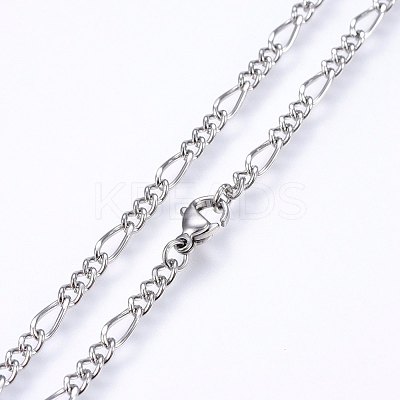 Non-Tarnish 304 Stainless Steel Figaro Chain Necklaces NJEW-F227-03-01-1