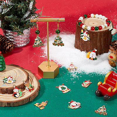 40Pcs 10 Styles Christmas Theme Alloy Enamel Pendants ENAM-SC0005-57-1