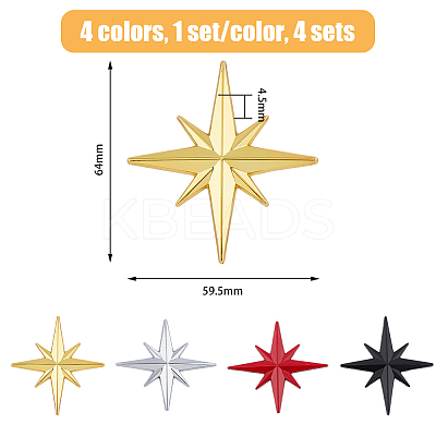 4Pcs 4 Colors 3D Zinc Alloy Car Decoration Stickers STIC-FH0001-13-1