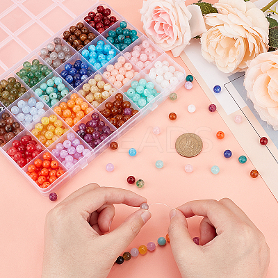 24 Colors Round Imitation Gemstone Acrylic Beads OACR-PH0004-09C-1