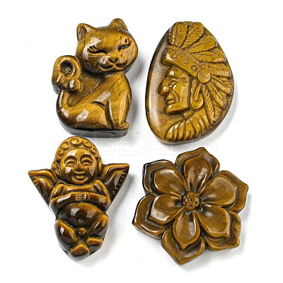 Natural Tiger Eye Carved Cabochons G-U006-02-1