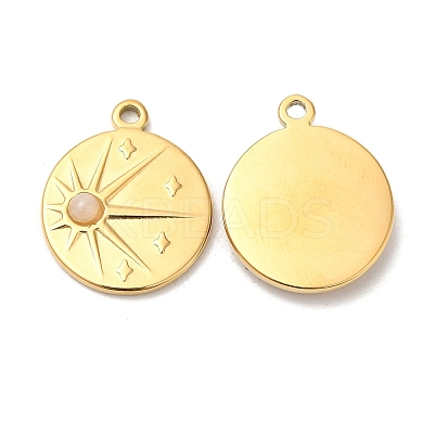 Ion Plating(IP) 316 Stainless Steel Flat Round Pendants STAS-K258-28G-1