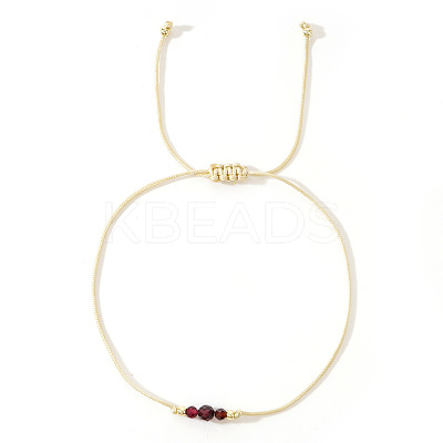 Simple Casual Brass & Natural Garnet Beads Braided Bracelets LM1536-5-1