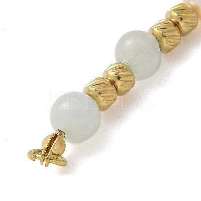 Natural Angelite & Plastic Imitation Pearl Round Beaded Connector Charms/Links LS-STAS-L277-11G-05-1