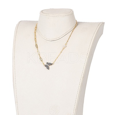 Brass Micro Pave Cubic Zirconia Butterfly Pendant Necklaces NJEW-JN03239-1