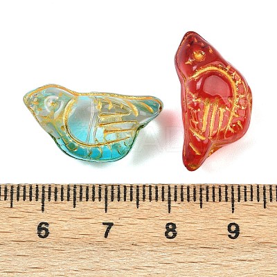 Baking Paint and Golden Metal Enlaced Glass Beads DGLA-T004-17M-1