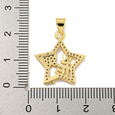 Rack Plating Brass Micro Pave Clear Cubic Zirconia Pendants KK-B091-49G-03-1