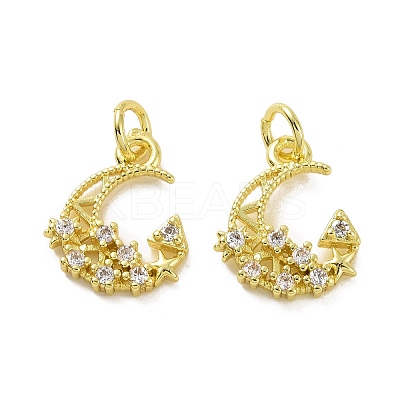 Brass Micro Pave Clear Cubic Zirconia Charms KK-E068-VF048-1