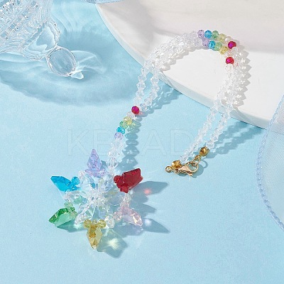 Star Glass Beaded Pendants Decorations HJEW-JM01273-1